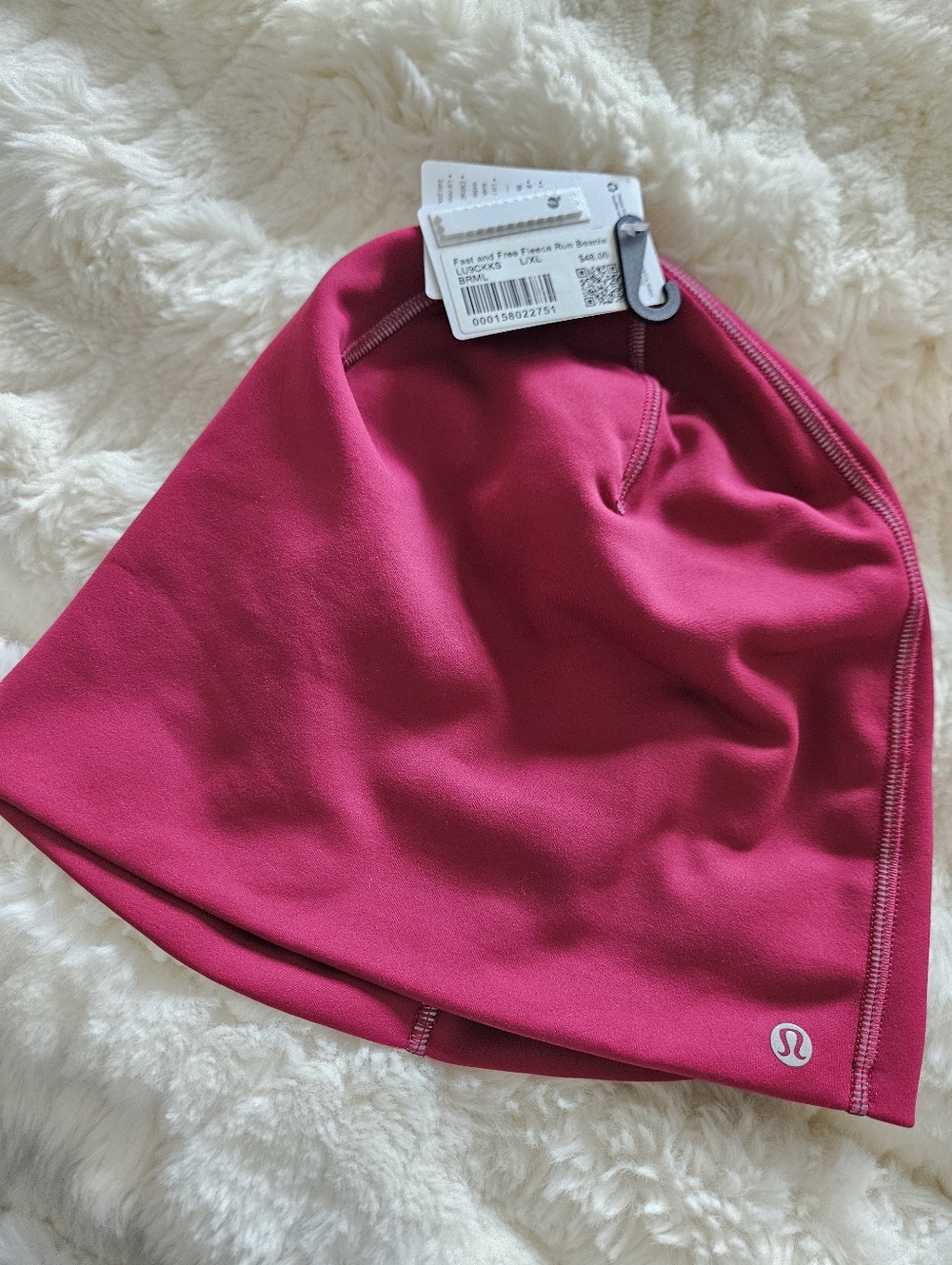 NWT LULULEMON Fast and Free Fleece Running Beanie Berry Rumble L/XL